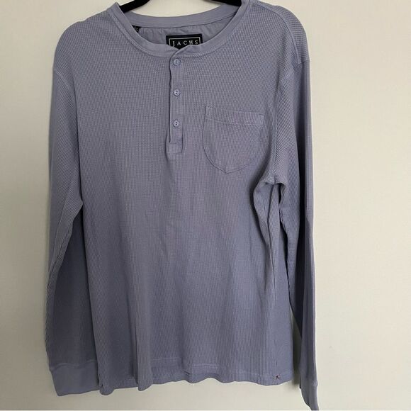 JACHS LIGHT BLUE WAFFLE LONG SLEEVE HENLEY- Size Large - Picture 1 of 7
